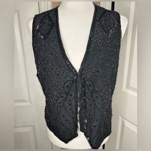 Spenser Jeremy black beaded silk vest Size Medium